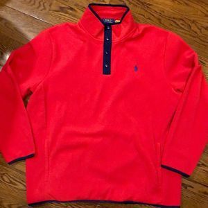 RALPH LAUREN POLO Red 1/4 Snap Long Sleeve Henley Fleece w Zip Pockets 2XL NWOT